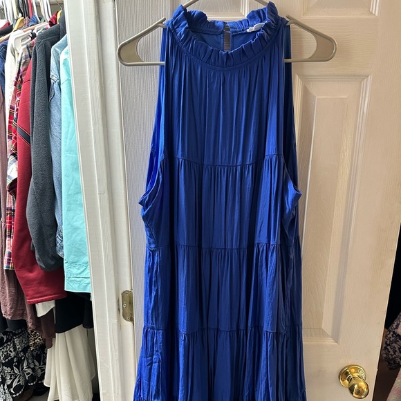 Chic Soul Dresses Chic Soul 2x Royal Blue Ruffle Neck Sleeveless
